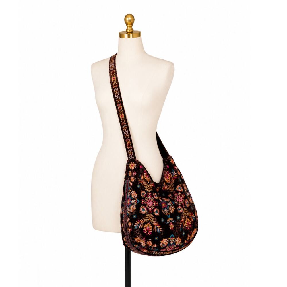 NWT Johnny Was Brandi Velvet Tote Misty Leopard Embroidered Shoulder Bag $378